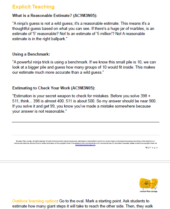 Mathematics - Unit 1: Number & Place Value Ninjas - LESSON PLANS - Year 3
