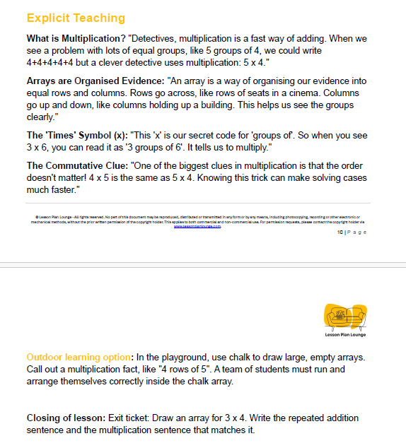 Mathematics - Unit 2: Multiplication & Division Detectives LESSON PLANS - Year 3