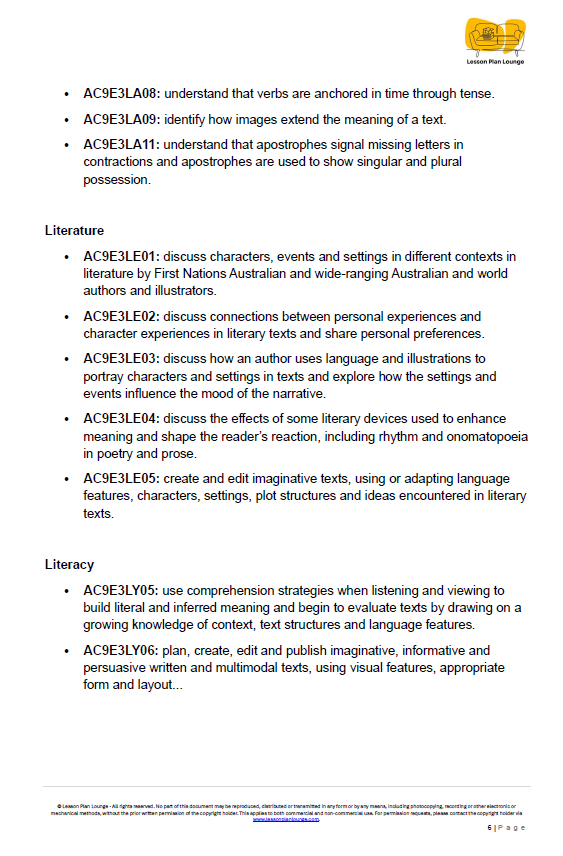 English - Unit 1: Story Weaves and Myth Makers - LESSON PLANS - Year 3