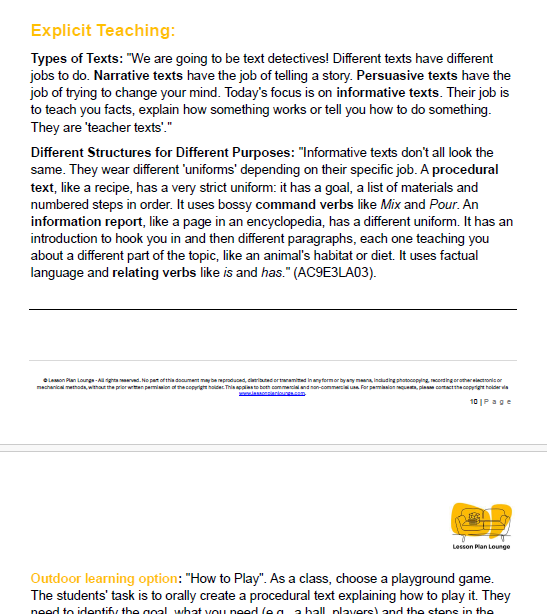 English - Unit 3: Info-Detectives Uncovering the Facts - LESSON PLANS - Year 3