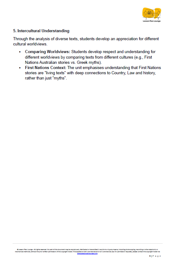 English - Unit 4: Our Stories, Our World - LESSON PLANS - Year 6