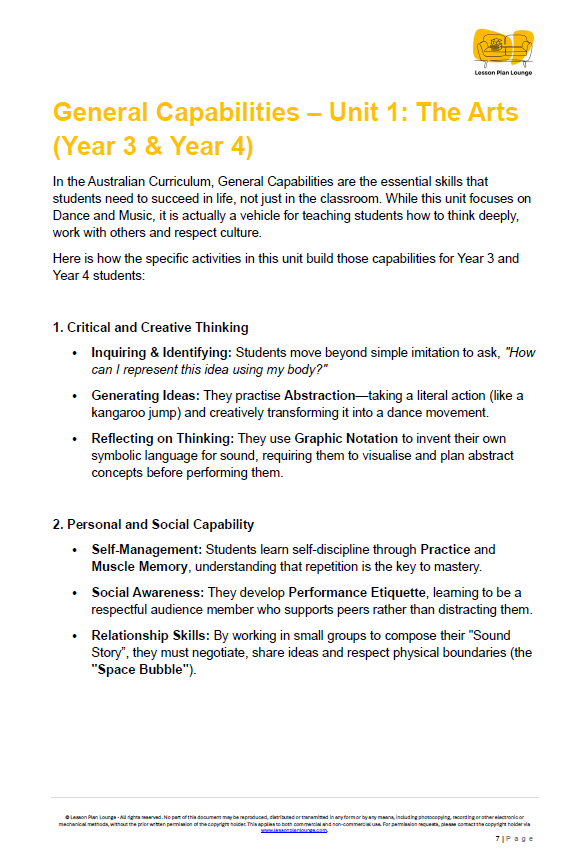 The Arts - Unit 1: The Rhythm of Country - LESSON PLANS - Year 3 & 4