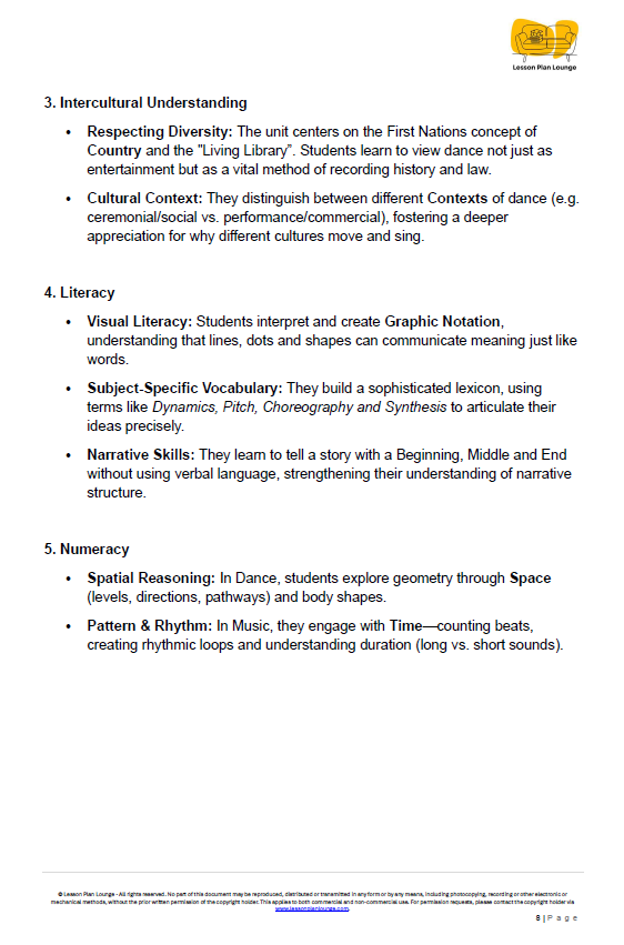 The Arts - Unit 1: The Rhythm of Country - LESSON PLANS - Year 3 & 4