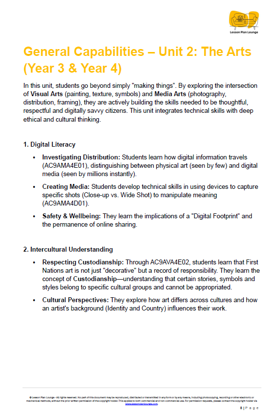 The Arts - Unit 2: The Digital Dreamscapes - LESSON PLANS - Year 3 & 4