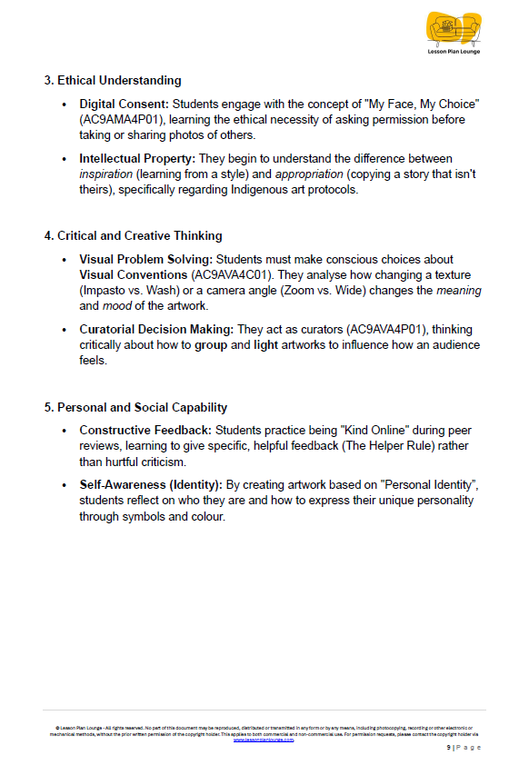 The Arts - Unit 2: The Digital Dreamscapes - LESSON PLANS - Year 3 & 4
