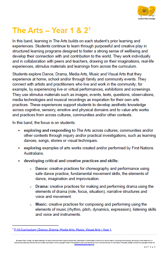 The Arts - Unit 3: The Digital Storytellers - LESSON PLANS - Year 1&2