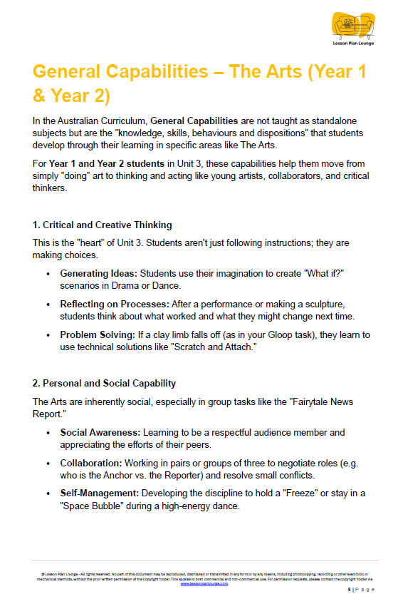 The Arts - Unit 3: The Digital Storytellers - LESSON PLANS - Year 1&2
