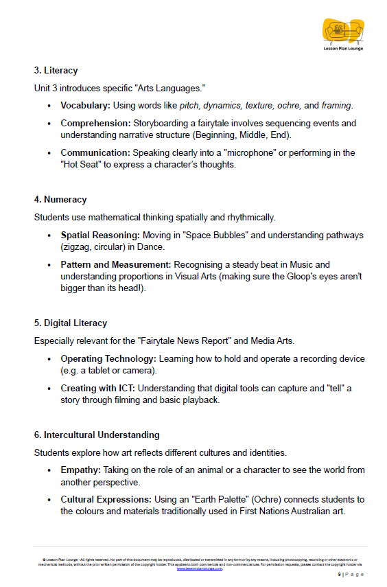 The Arts - Unit 3: The Digital Storytellers - LESSON PLANS - Year 1&2