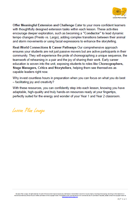 The Arts - Unit 1: Beats, Bodies and Bushland - LESSON PLANS - Year 1&2