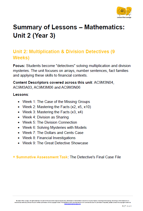 Year 3 Mathematics Bundle: Ninjas, Detectives & Champions (Units 1-4) - Year 3