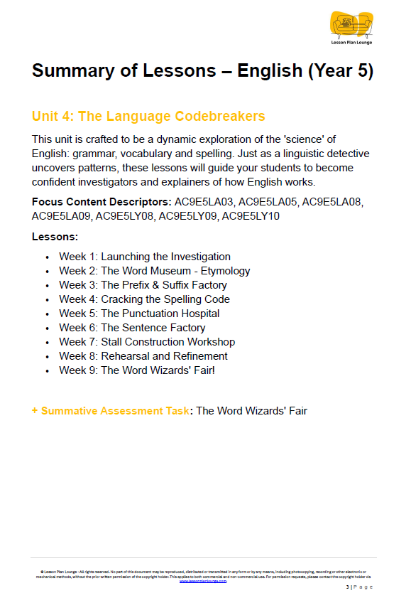 Year 5 English Bundle: Debaters, Historians & Linguistic Detectives (Units 1-4) - Year 5