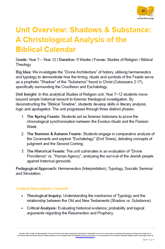 Shadows & Substance: A Christological Analysis of the Biblical Calendar - Year 7 - 12