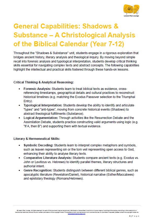 Shadows & Substance: A Christological Analysis of the Biblical Calendar - Year 7 - 12
