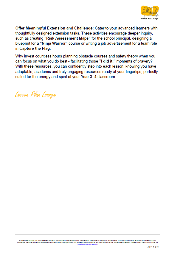 HPE - Unit 1: The Resilience Rangers (Outdoor Adventure) – LESSON PLANS + Student Workbook - Year 3 & 4