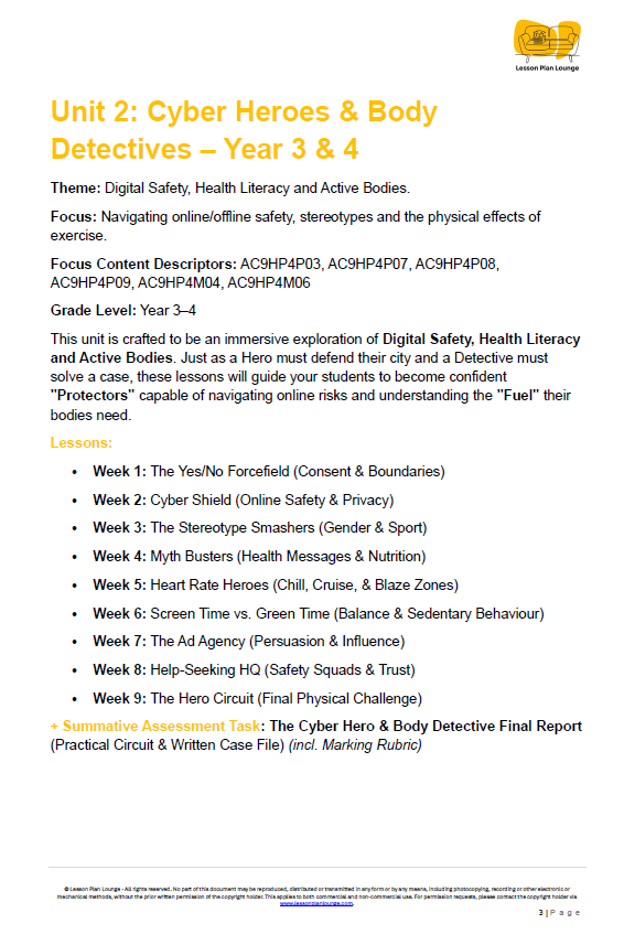 The Ultimate Year 3 & 4 Health & PE Bundle: Resilience, Wellbeing & Active Learning - LESSON PLANS + Student Workbooks - Year 3 & 4