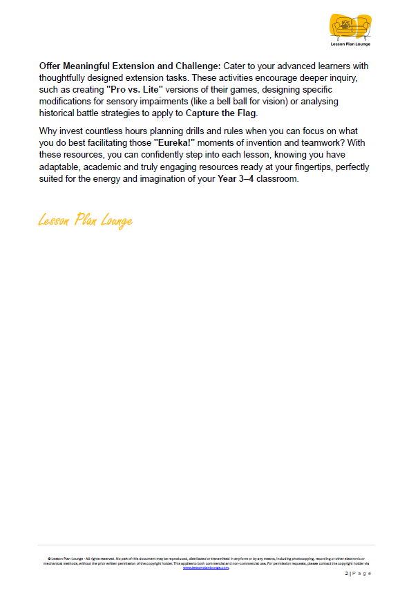 HPE - Unit 4: The Global Games Lab (Inclusion & Fair Play) - LESSON PLANS + Student Workbook - Year 3 & 4