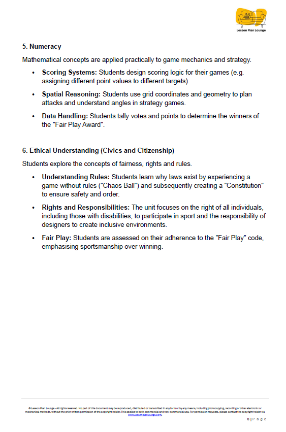 HPE - Unit 4: The Global Games Lab (Inclusion & Fair Play) - LESSON PLANS + Student Workbook - Year 3 & 4