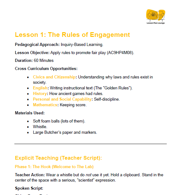 HPE - Unit 4: The Global Games Lab (Inclusion & Fair Play) - LESSON PLANS + Student Workbook - Year 3 & 4