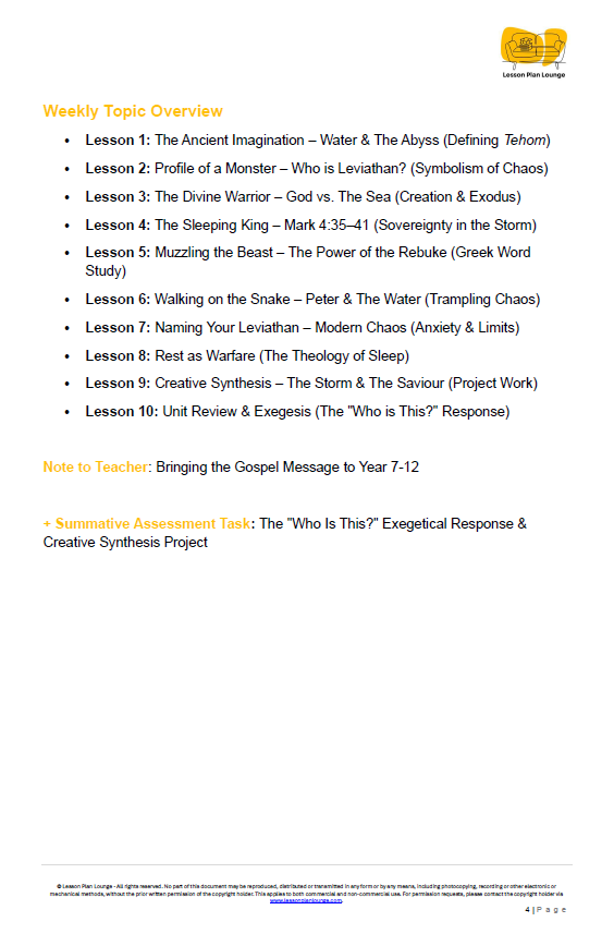 Into the Deep: Chaos, Creation & Christ - Studies of Religion - LESSON PLANS - Year 7 - 12