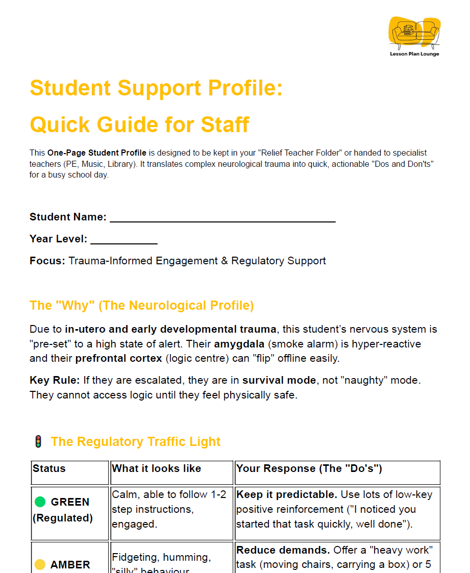Support Staff Profile.pdf FREE Download - Student Support Profile: Quick Guide for Staff – Lesson ...