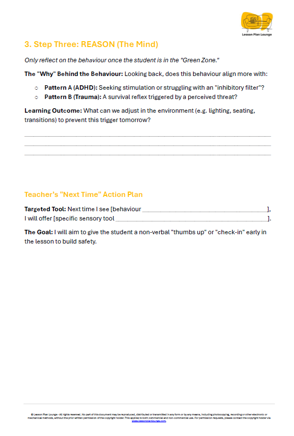 FREE Download - Teacher Reflection Worksheet: The Three R's in Action - Education