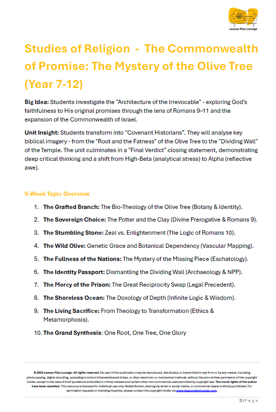 The Commonwealth of Promise: The Mystery and Majesty of the Olive Tree - Studies of Religion - Year 7-12