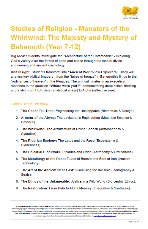 Monsters of the Whirlwind: The Majesty and Mystery of Behemoth - Studies of Religion - Year 7-12