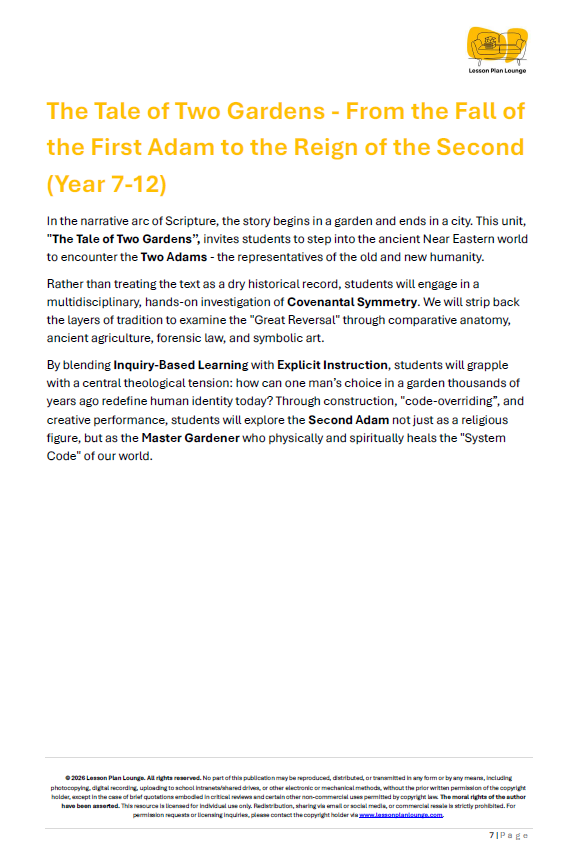 The Tale of Two Gardens - From the Fall of the First Adam to the Reign of the Second - Studies of Religion - Year 7-12