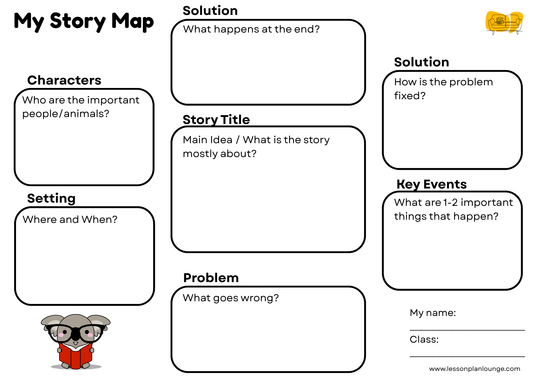 FREE Worksheet - English - Story Map 2 (Black/ White) - Primary Education