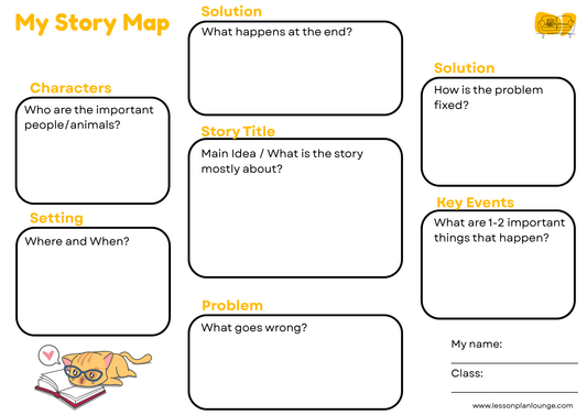 FREE Worksheet - English - Story Map 2 (Yellow) - Primary Education