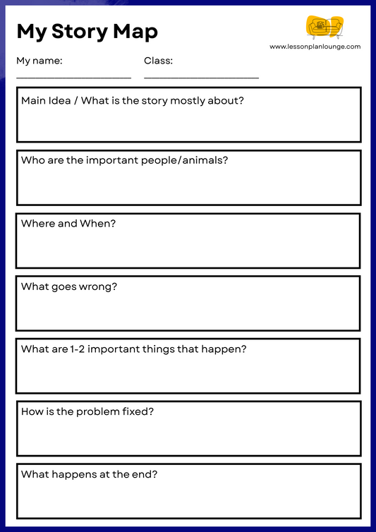 FREE Worksheet - English - Story Map 3 (Blue) - Primary Education