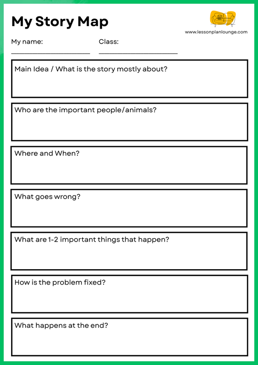 FREE Worksheet - English - Story Map 3 (Green) - Primary Education