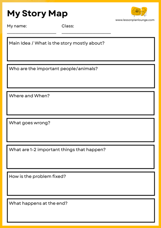 FREE Worksheet - English - Story Map 3 (Yellow) - Primary Education