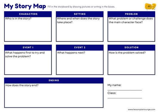 FREE Worksheet - English - Story Map (Blue) - Primary Education
