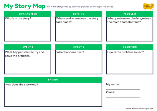 FREE Worksheet - English - Story Map (Green) - Primary Education
