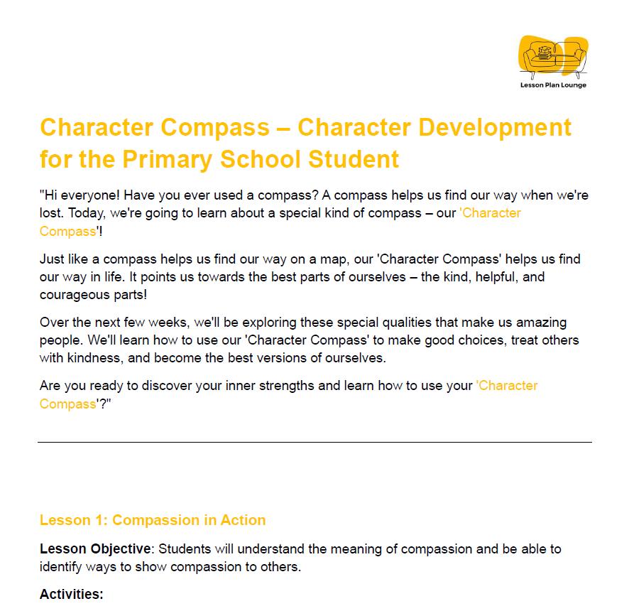 Character Compass - Student Development: 10 Lesson Plans + 200 Activities (Primary Education)