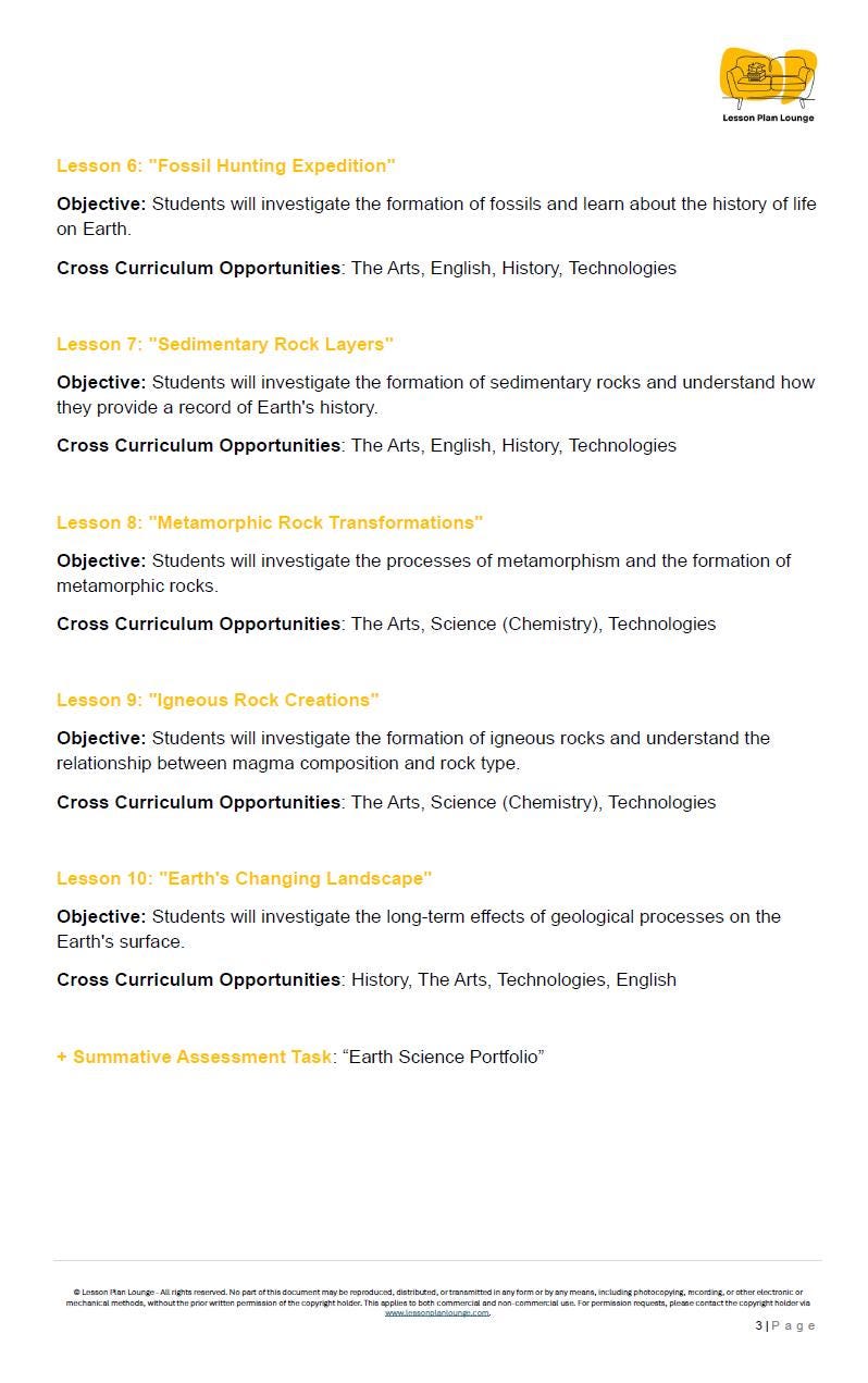 Science - Earth and Space Sciences: 10 Lesson Plans + 1 Summative Assessment + FREE Student WORKBOOK (Year 8)