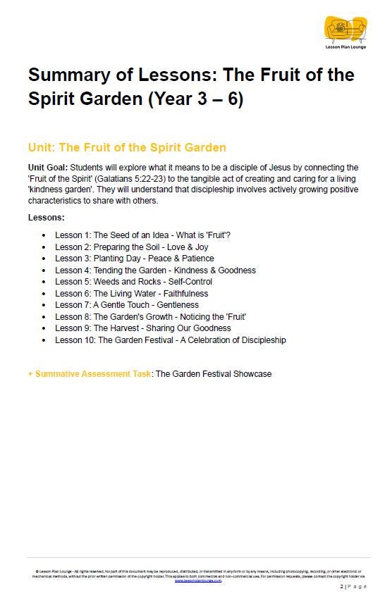 Studies of Religion - The Fruits of the Spirit (Discipleship): 10 Lesson Plans + Summative Assessment and FREE Student WORKBOOK (Year 3-6)