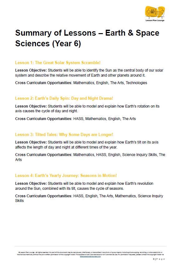 Science - Earth & Space Sciences: 10 Lesson Plans, covering up to 20 lessons + 1 Summative Assessment and FREE Student Workbook (Year 6)