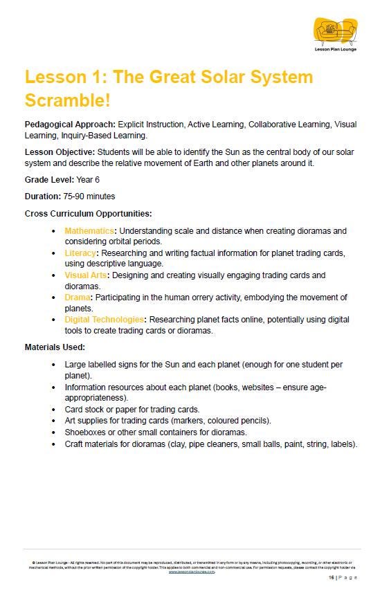 Science - Earth & Space Sciences: 10 Lesson Plans, covering up to 20 lessons + 1 Summative Assessment and FREE Student Workbook (Year 6)