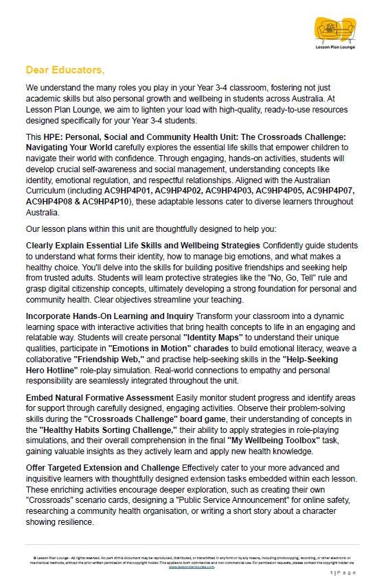 HPE - Personal, social and community health: Lesson Plans (12 lessons) + 1 Summative Assessment + FREE Student Workbook (Year 3-4)