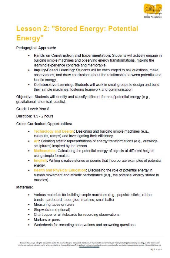 Science - Physical Sciences: 10 Lesson Plans + 1 Summative Assessment Task + FREE Student WORKBOOK (Year 8)