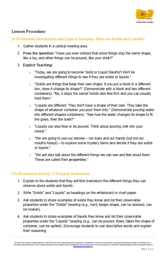 Science - Chemical Sciences: Lesson Plans (9 lessons) + 1 Summative Assessment + FREE Student Workbook (Year 3)