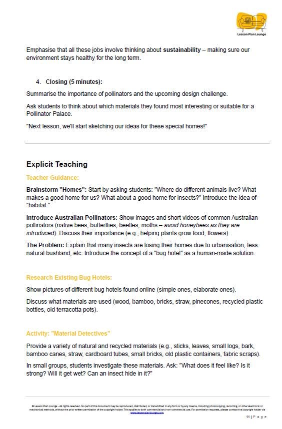 Design Technologies - My Australian Bug Hotel: 10 Lesson Plans + 1 Summative Assessment Task and FREE Student DESIGN PORTFOLIO (Year 4)