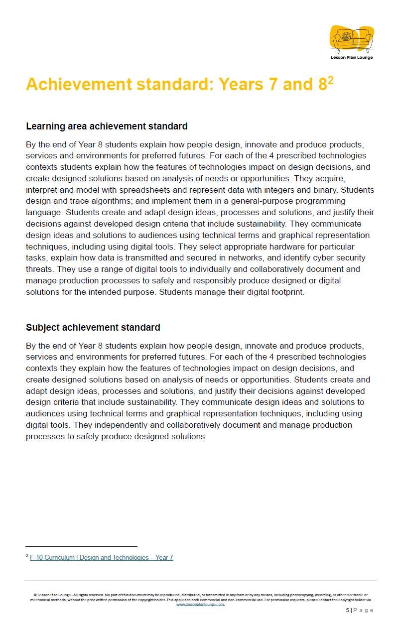 Design Technologies – Project 4 The Recycled Robot AC9TDE8K06: 9 Lesson Plans + Marking Rubric + Worksheet Suggestions (Year 7/8)