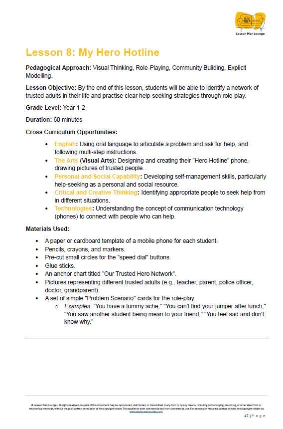 HPE - Personal, social and community health: Lesson Plans (10 lessons) + 1 Summative Assessment + FREE Student Worksheets (Year 1-2)