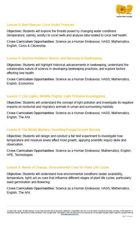Science - Biological Sciences: 10 Lesson Plans, covering up to 20 lessons + 1 Summative Assessment and FREE Student Workbook (Year 6)