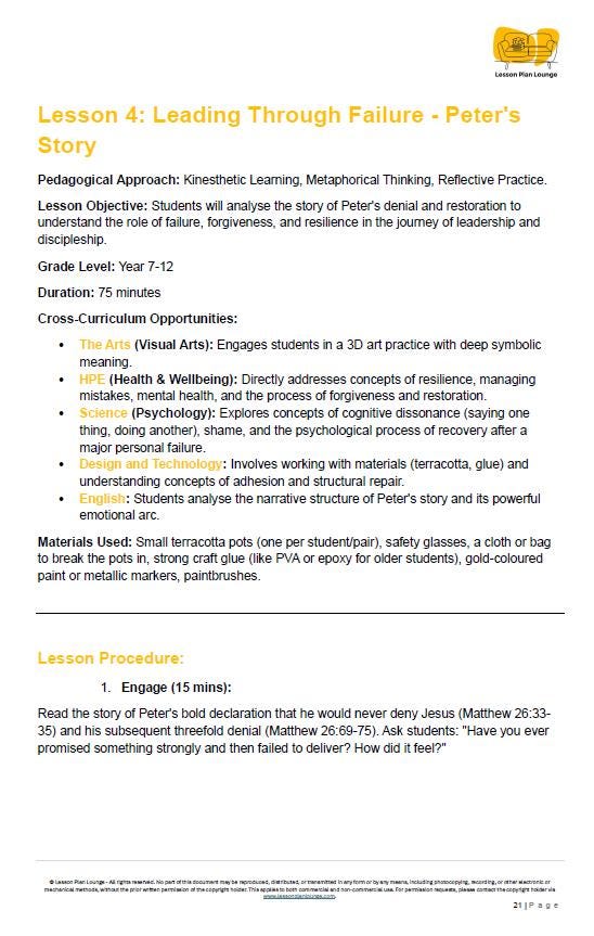Studies of Religion - Biblical Leadership & Discipleship: 10 Lesson Plans + 1 Summative Assessment Task + FREE Student WORKBOOK (Yr 7-12)